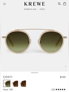 KREWE Conti Round Sunglasses in haze 12k (Gold with Green Lenses)